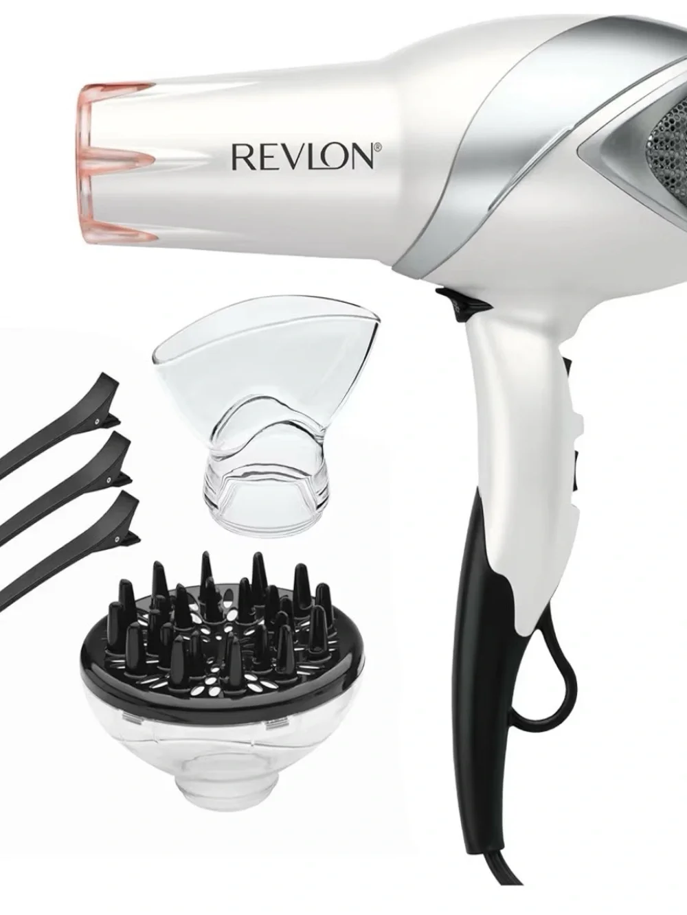 Revlon White & Black Hair Dryer with Pink Accent